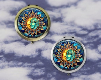 Handgefertigter Sonnen-Kompaktspiegel * Silber oder Bronze