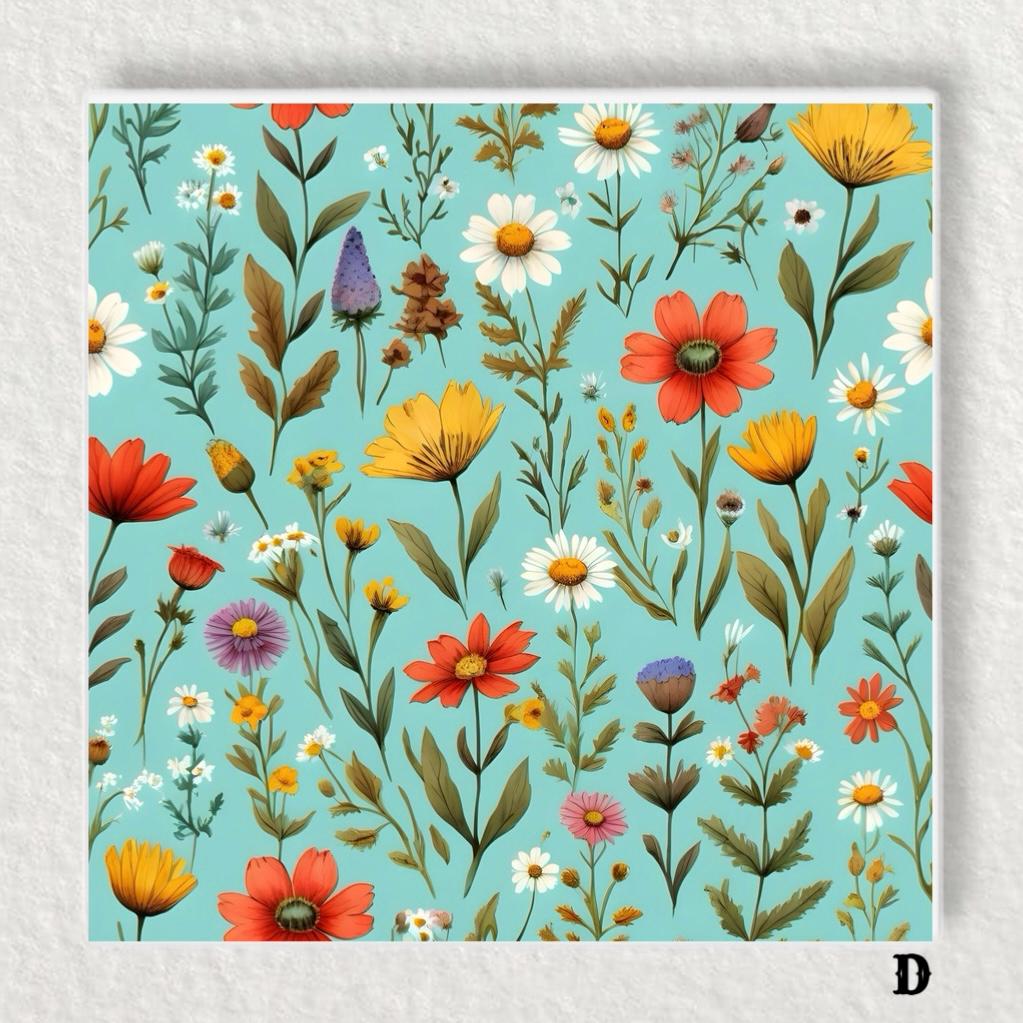 Floral Ceramic Tile: Pastel Wildflower Art, Glossy Trivet (6x6) - Etsy