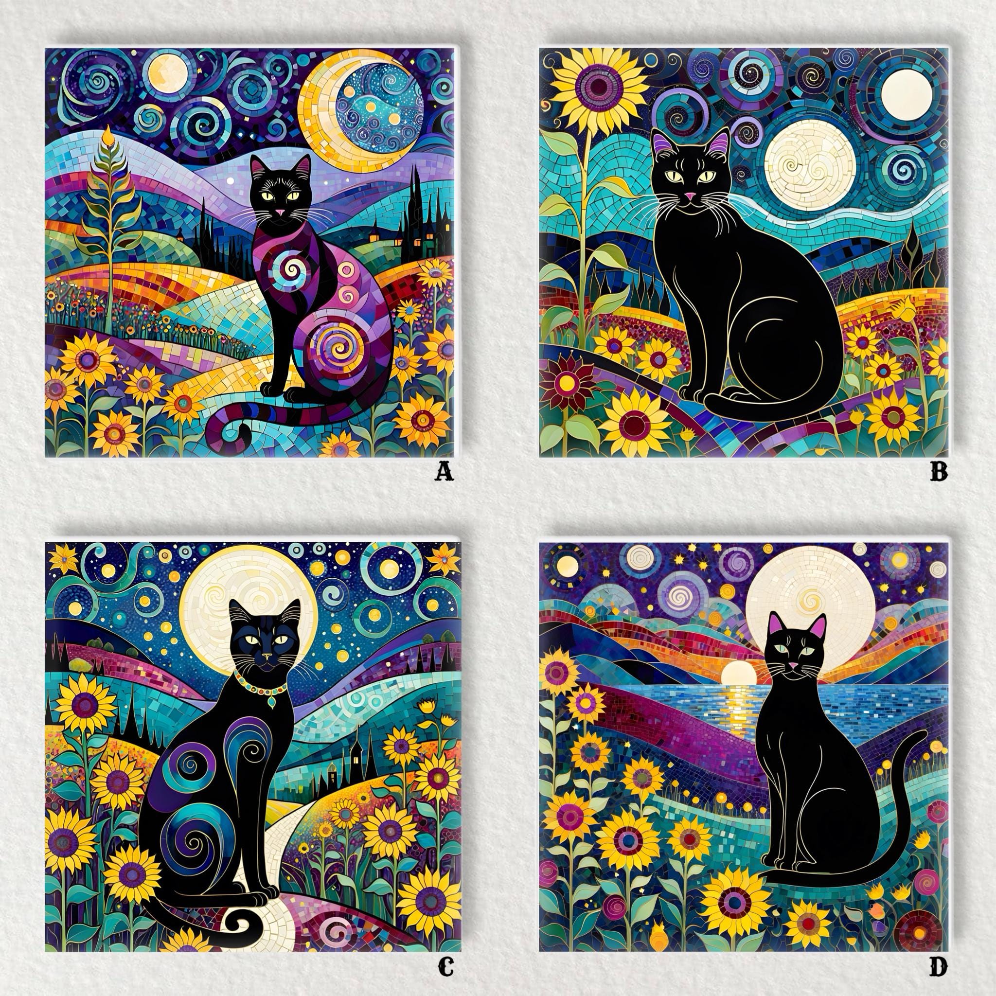 Cats Ceramic Decorative Tile 6x6 * Glossy * Trivets * Tile Wall Art * Ceramic Tile