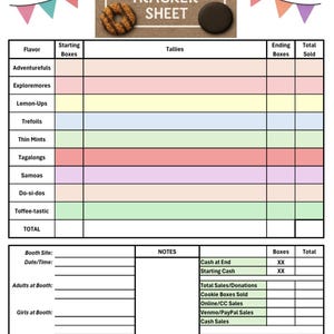 Girl Scout Cookie Booth Tracker – LBB Sales Tally Sheet (Printable)