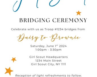 Editable Girl Scout Bridging Ceremony Invitation | Canva Template | Printable Digital Download | Troop Celebration Invite