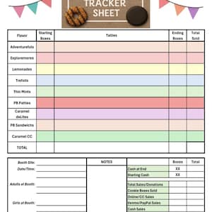 Girl Scout Cookie Booth Tracker - Feuille de pointage des ventes ABC (imprimable)