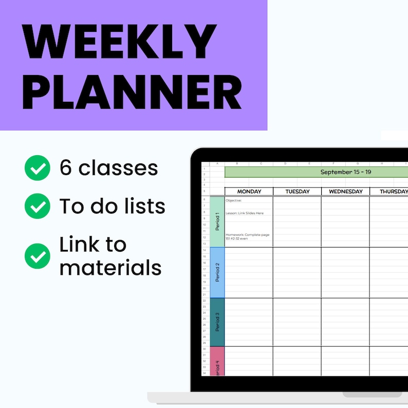 Editable Google Sheets Teacher Planner for Monthly & Weekly Lesson ...