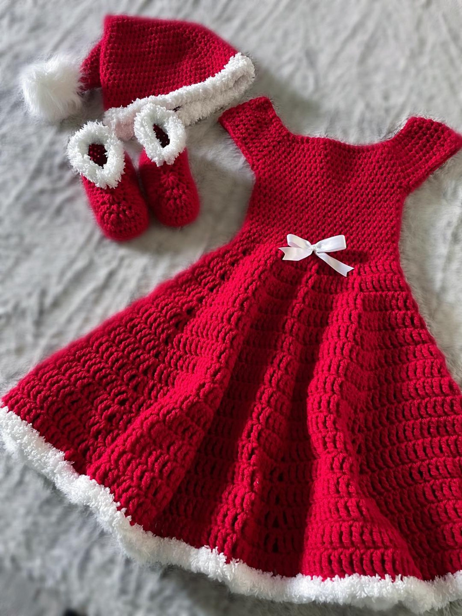 Santa Baby Christmas Dress Handmade Crochet Outfit for Babies and — free download