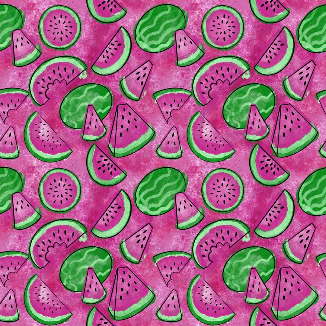 Watermelons Hand Drawn Seamless Pattern Design PNG Digital Download ...