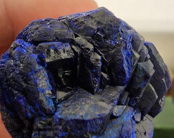Azurite Rose Crystal Specimen: Deep Blue Petal Formation