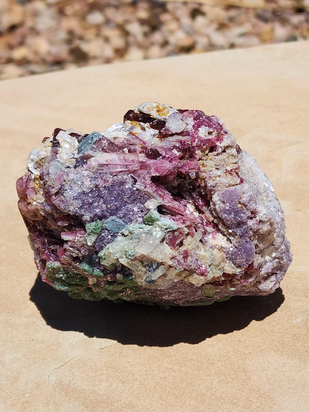 Stunning 736g Red mostly Red and Green Tourmaline on Lepidolite Matrix ...