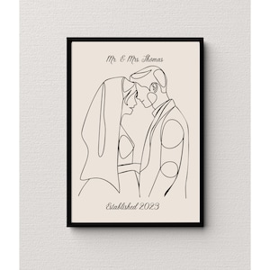 Linear Wedding Couple Established JPG Digital Art. Customized
