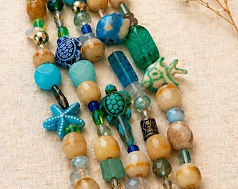 Ocean Haze Bead Bundle Boho Jewelry Craft Supply Coastal Blue Bead Mix DIY Jewelry Making