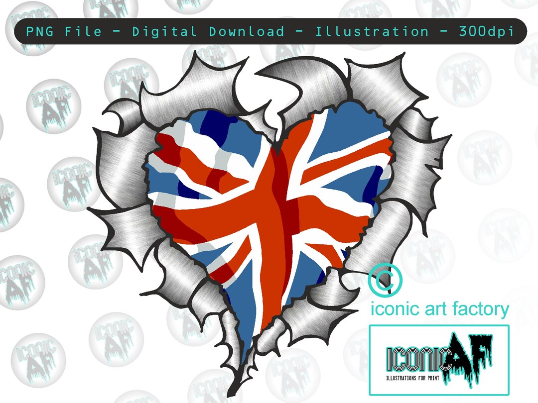 Ripped Metal Heart Shape With Union Jack British UJ GB Flag - Etsy