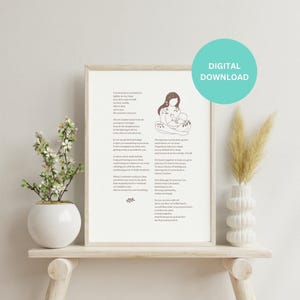 Latch - Printable poem/Digital Download, breastfeeding/motherhood poem, Motherhood, Mother’s day, postpartum, family, child, baby, newborn