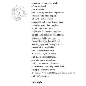The Night - motherhood piece - Printable poem/Digital Download. Poetry, Poem, Motherhood, Mother’s day, postpartum, sleep, co-sleeping