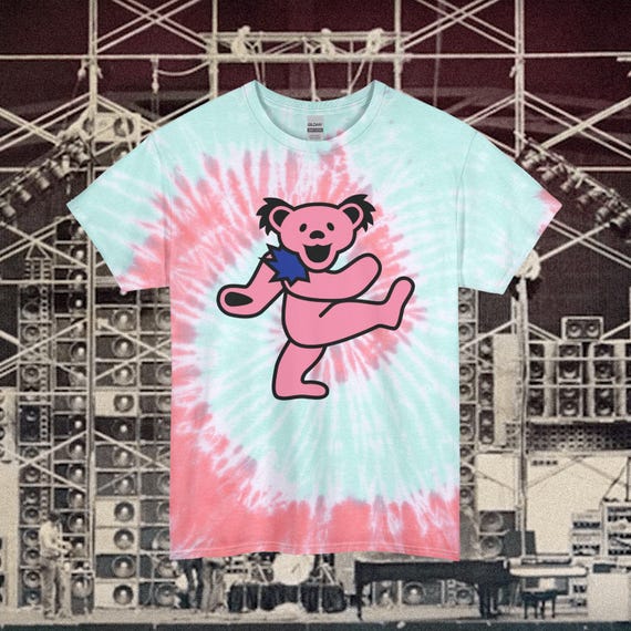 Grateful Dead Dancing Bear Pink Tie Dye T Shirt - Vintage Rock