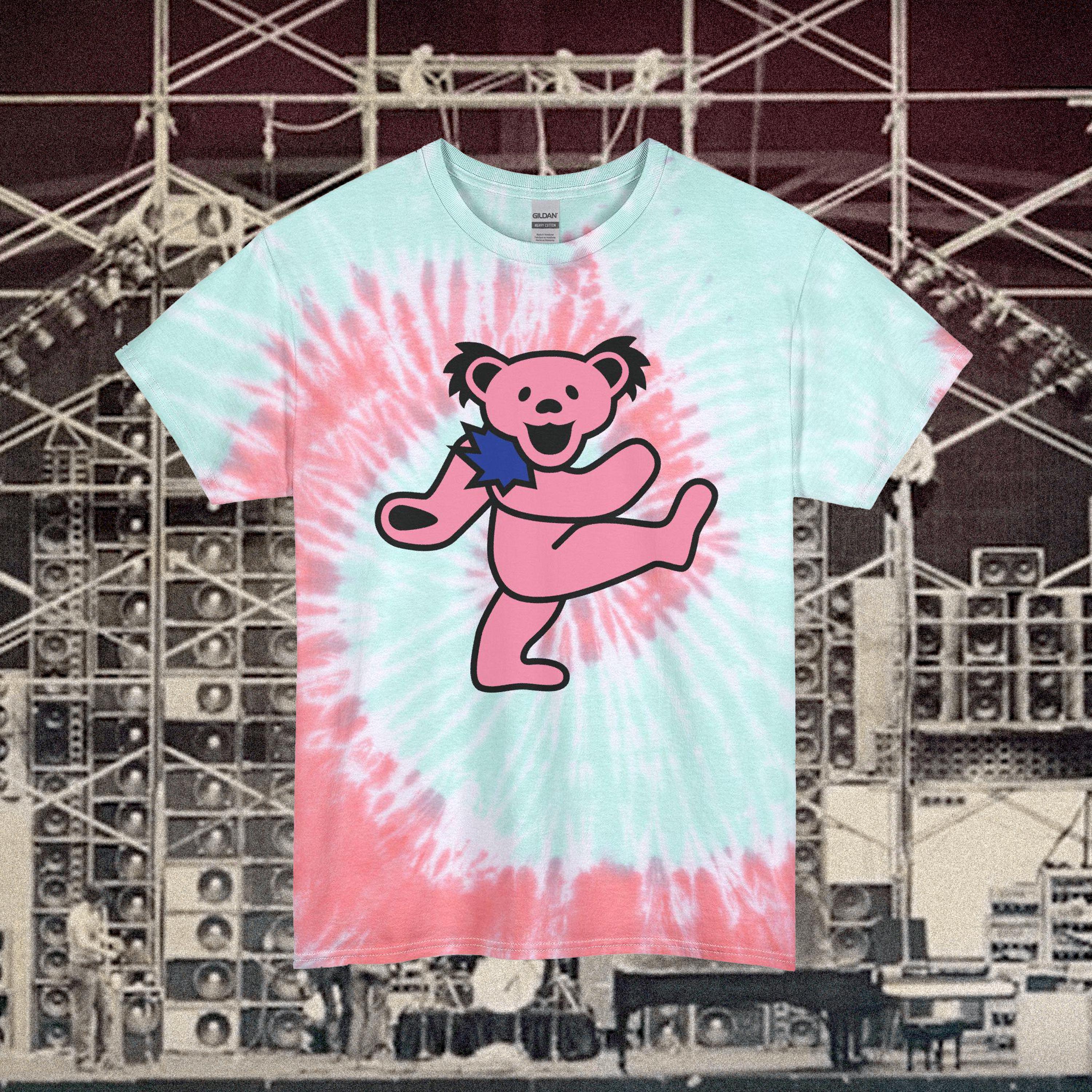 Grateful Dead Dancing Bear Pink Tie Dye T Shirt - Vintage Rock
