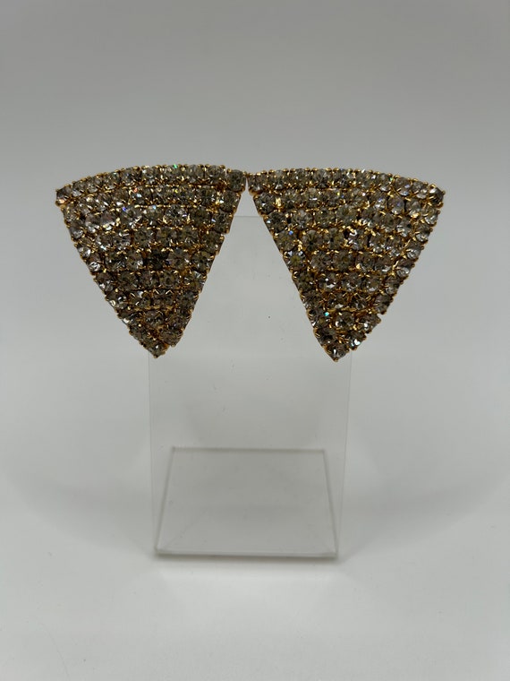 Stunning Vintage Pat.2733491 Rhinestone Statement Earrings