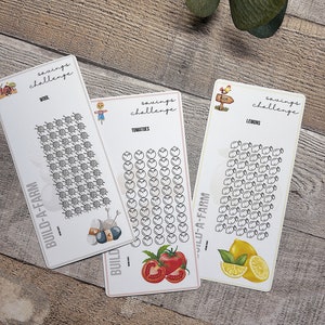 Nr. 7 Build-A-FARM AddOn Zitrone Tomaten Wolle Spar-Challenges Cash-Stuffing Spar-Tracker | A6 Spar-Challenges A4 PDF Herunterladbar