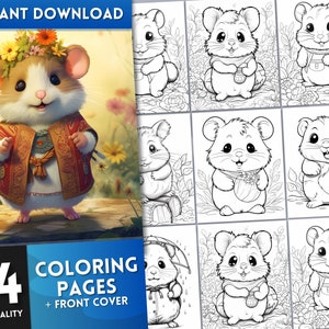 Hamster Coloring Pages for Adults: 24 Printable Animal Designs (PDF)