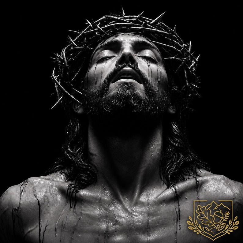 Jesus Christ Crown of Thorns Bas-Relief STL | CNC Carving File | Religious Wood Art image 1