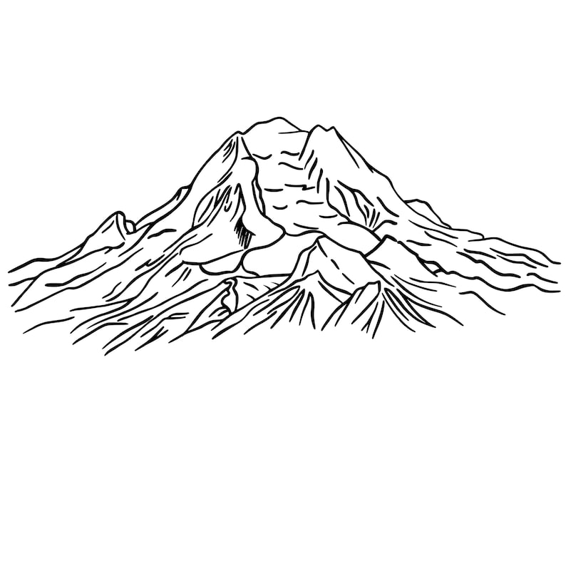 Mount Rainier Line Art Stencil | Svg Dxf Png | Laser Engraving Cricut CNC | Washington image 1