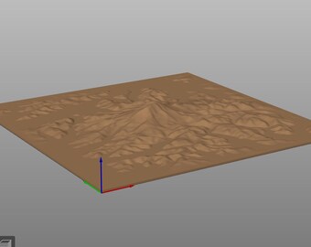 Mount Rainier 14x14 Terrain File | STL Svg DXF | CNC Carving | 3D Print | Maximum Detail | Digital Download