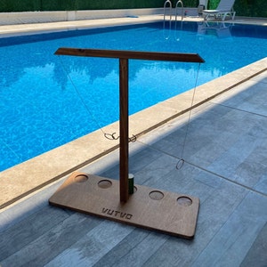 Ring Toss - Hook and Ring Game Handmade Decorative Teak Color Nickel Chain  Drinking Game