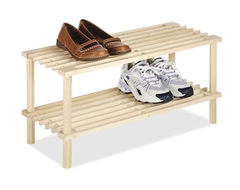 11.50 in. H X 24.75 in. W X 10.25 in. L Wood Shoe Rack Footwear Storage Shelf Shoe Organizer