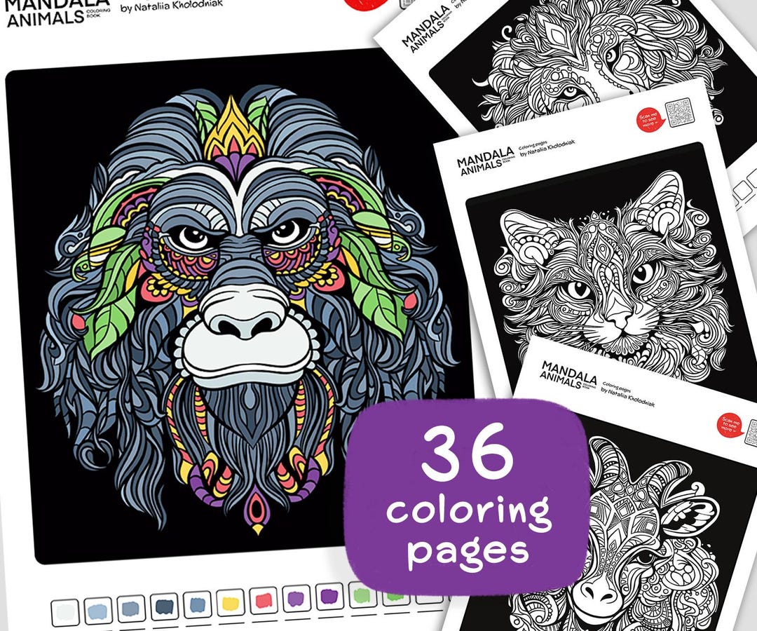 Mandala Animals Coloring Pages – Set 1 (36 Printable Adults Coloring ...