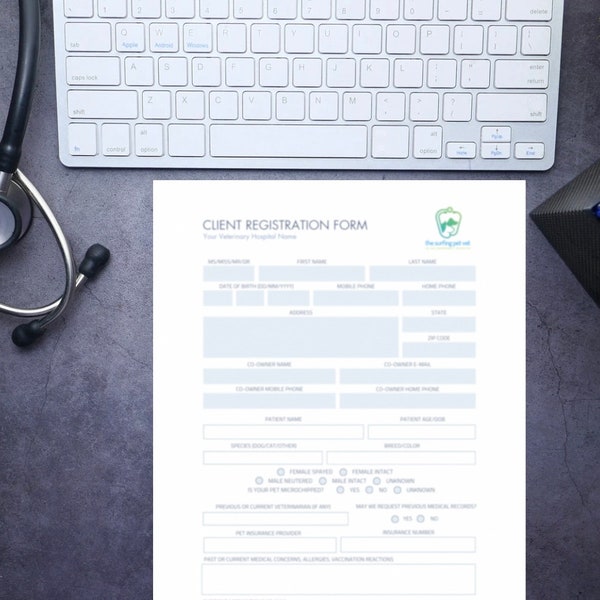 Veterinary Registration Form Template Etsy