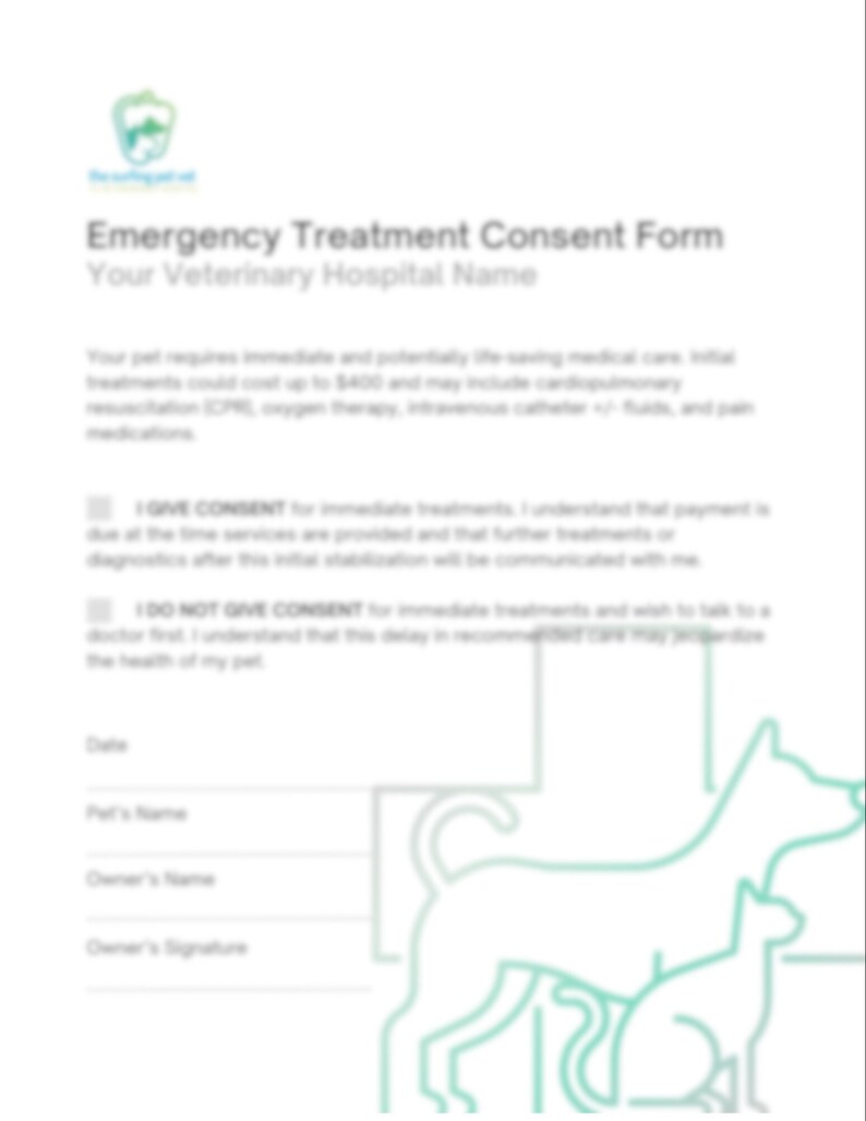 Emergency Treatment and CPR Consent Form for Veterinarians and Etsy UK