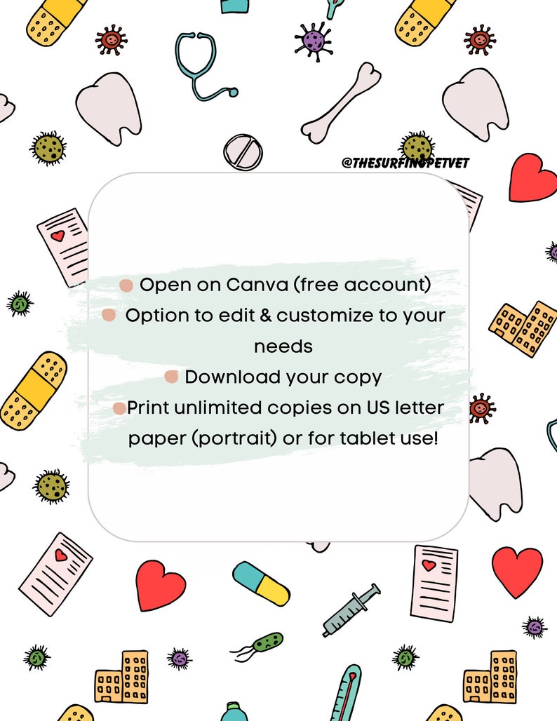 Vet Tech RVT LVT Assistant Patient Rounding Rounds Form ER Veterinary