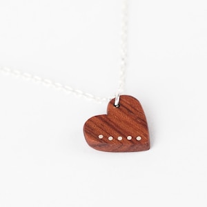 5th Anniversary Gift For Wife Wood Heart Necklace Custom Wood Pendant Wooden Pendant Wood Anniversary Necklace Wood Gift image 1