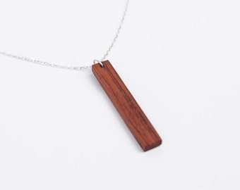 Modern Wood Bar Necklace | 5th Anniversary Gift for Wife | Wood Necklace - Wooden Gift - Wood Pendant - Wood Anniversary Gift For Her