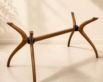 無垢材の台座付きテーブル脚、長方形のキッチンダイニングテーブルベース、ガラス用大型ファームハウステーブル脚、ブナ材のダイニングテーブル脚