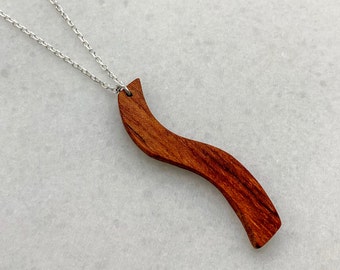 5th Anniversary Gift for Wife | Modern Wood Waterway Bar Necklace, Wood Necklace, Wooden Gift - Wood Pendant - Wood Anniversary Gift For Her