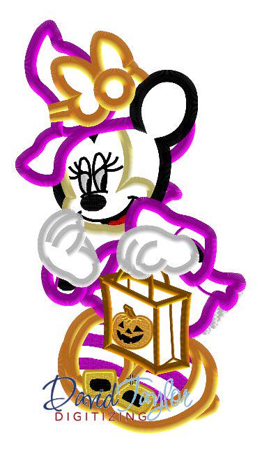 Halloween Minnie Witch Applique Embroidery Design 5x7 6x10 Walt DisneyWorld Disneyland Holiday Holidays MNSSHP Oogie Boogie Bash Pumpkin