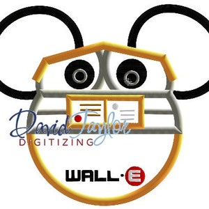 Wall-E Mickey Head Apliques Diseño de bordado Descarga instantánea 5x7 6x10 DTDigitizing Disneyland DisneyWorld WallE Eva Pixar Walt DisneyWorld
