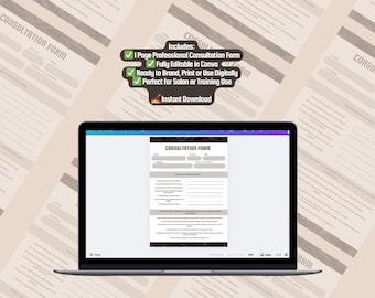 Modulo di consulenza per unghie - Modello Canva, Anamnesi cliente (Download digitale)