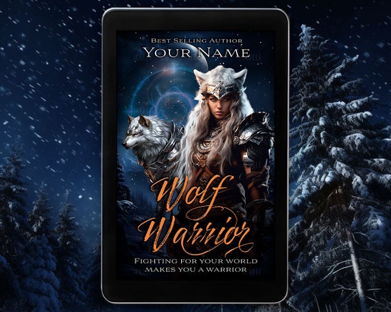 Pre-made Book Cover Design. Digital, Wolf, Warrior Woman, Fantasy, Fiction, Adventure, Mythical, Werewolf, Armour, Epic Journey