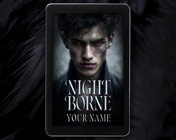 Premade eBook Cover | Vampire Fantasy or Horror | Handsome Man with Glowing Red Eyes | Dark Magical Design
