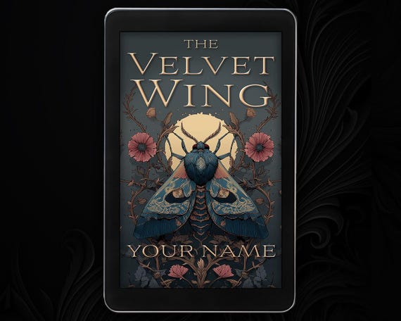 Premade eBook Cover | Fantasy Design with Moth and Vines | Magical Illustrated Book Art
