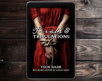Pre-made Historical Fiction Book Cover Design, Horror, Thriller, Mystery, Witch trials, Bondage, Red dress, Fiction, Halloween, Salem