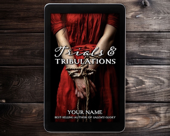 Pre-made Historical Fiction Book Cover Design, Horror, Thriller, Mystery, Witch trials, Bondage, Red dress, Fiction, Halloween, Salem