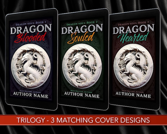 eBook Cover Design Premade Series Trilogy Dragon Celtic Mythology Fantasy Romance Fiction Dragons Pre-made Digital Book Cover Kindle Cover