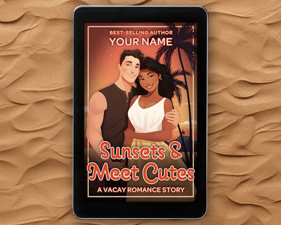 Pre-made Cozy Romance eBook Cover Design Digital, Contemporary Romance, Multicultural, Interracial, WOC, Tropical Beach, Vacation, Diverse