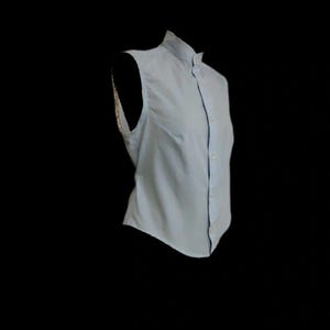Upcycled Women's Sleeveless Shirt | Women's Sleeveless Shirt Handmade | Korean Collar Mandarin Collar |  One of a Kind Made in Italy