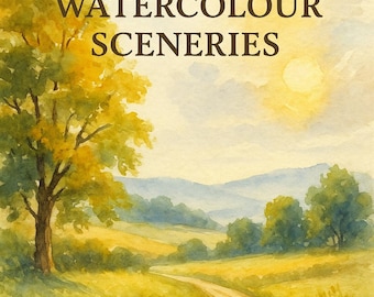 Watercolor Nature Scenery Prints: 8 Landscape Art Collection (A4/US Letter Digital Download