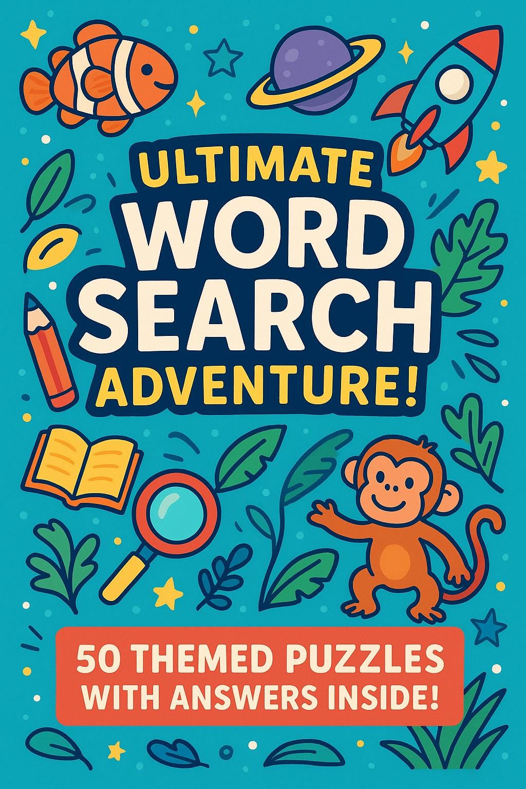 Kids Printable Word Search Book – 50 Fun Puzzles with Answers – Educational Activity PDF for Ages 7-12