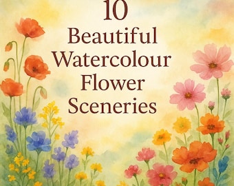 10 Watercolour Flower Prints – Digital Art Bundle for Home Decor & Crafts