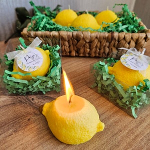 Lemon Shaped Candles | Customizable Party Favors for Lemon Themed Showers | Handmade Lemon Candle