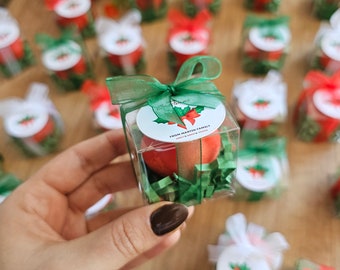 Bulk Christmas Candle Favors, Unique Pomegranate Candles, Holiday Party Favors, Bulk Coworker Gifts, Personalized Christmas Favors